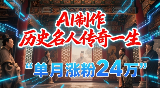 暴力起号！用AI制作历史名人传奇一生，单月涨粉24W，涨粉+变现赛道黑马来了-湘创网