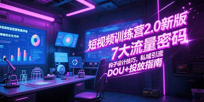 （15255期）短视频训练营2.0新版，7大流量密码/钩子设计技巧/私域引流/DOU+投放指南-湘创网