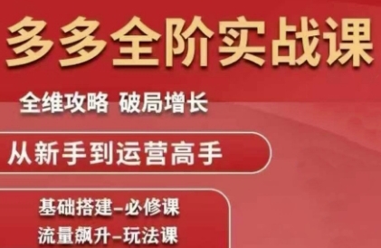 拼多多全阶实战课程，全维攻略，破局增长，从新手到运营高手-湘创网