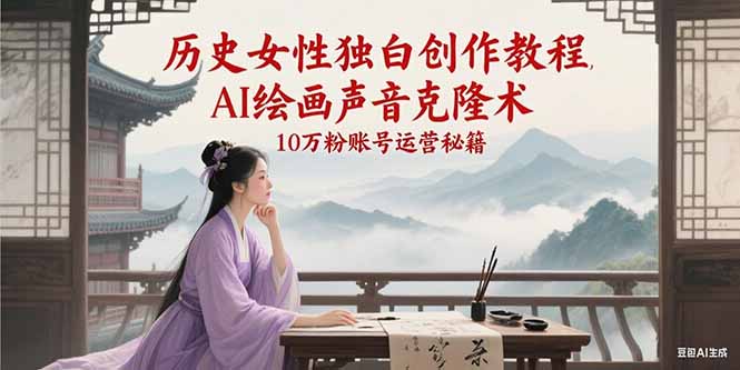 历史女性独白创作教程，AI绘画声音克隆术，10万粉账号运营秘籍-湘创网