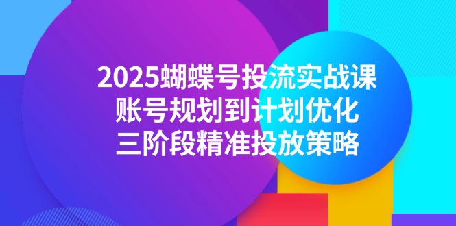 （14987期）2025蝴蝶号投流实战课，账号规划到计划优化，三阶段精准投放策略-湘创网