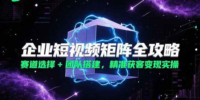 （15242期）企业短视频矩阵全攻略，赛道选择+团队搭建，精准获客变现实操-湘创网