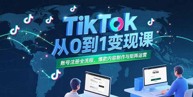 （15346期）TikTok从0到1变现课，账号注册全流程，爆款内容制作与矩阵运营-湘创网