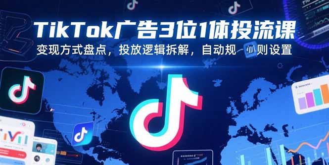 （15460期）TikTok广告3位1体投流课，变现方式盘点，投放逻辑拆解，自动规则设置-湘创网