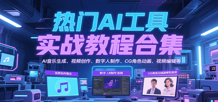 热门AI工具实战教程合集，AI音乐生成、视频创作、数字人制作、CG角色动画、视频编辑等-湘创网