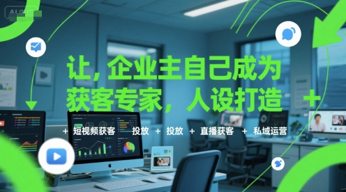 让企业主自己成为获客专家，人设打造+短视频获客+投放+直播获客+私域运营-湘创网