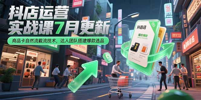 （15329期）抖店运营实战课7月更新，商品卡自然流截流技术，达人团队搭建爆款选品-湘创网