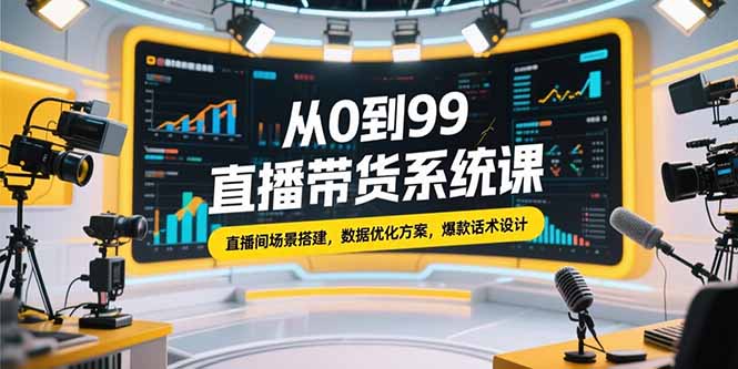 （15362期）从0到99直播带货系统课，直播间场景搭建，数据优化方案，爆款话术设计-湘创网