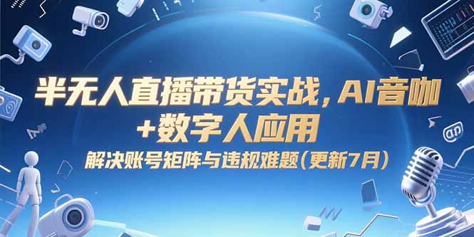 （15280期）半无人直播带货实战，AI音咖+数字人应用 解决账号矩阵与违规难题(更新7月)-湘创网