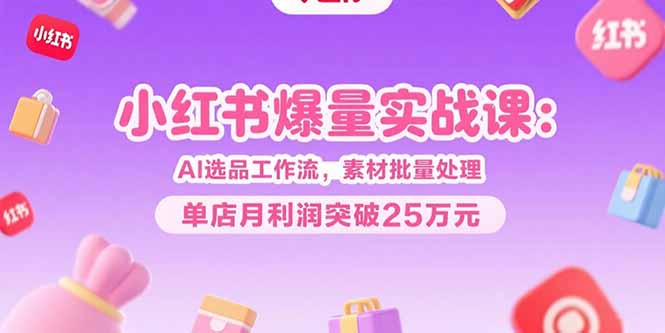 （15462期）小红书爆量实战课：AI选品工作流，素材批量处理，单店月利润突破25万元-湘创网