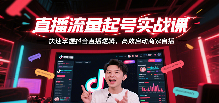 直播流量起号实战课，快速掌握抖音直播逻辑，高效启动商家自播-湘创网