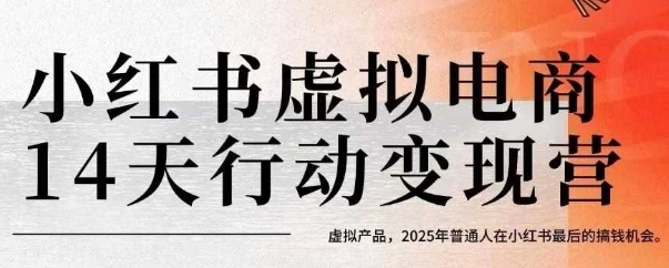 小红书虚拟电商14天变现训练营，虚拟产品，2025年普通人在小红书最后的搞钱机会-湘创网