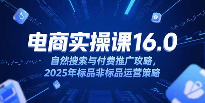 （15262期）淘宝电商运营课16.0，自然搜索与付费推广攻略，2025年标品非标品运营策略-湘创网