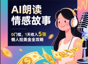 Ai朗读情感故事，0门槛，1天收入5张，每天10分钟，懒人捡美金全攻略-湘创网