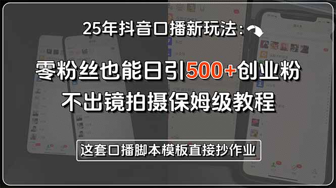 （15384期）25年抖音口播新玩法：零粉丝也能日引500+创业粉，不出镜拍摄保姆级教程…-湘创网