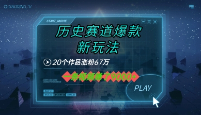 20个作品涨粉67W，一条视频收益1k+，历史赛道爆款新玩法-湘创网