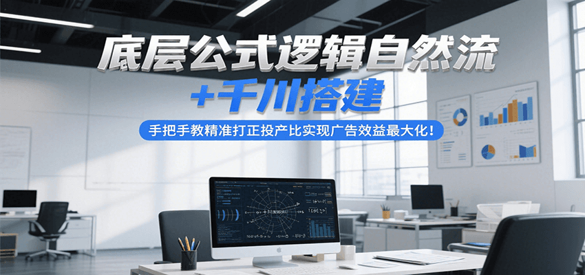底层公式逻辑自然流+千川搭建，手把手教精准打正投产比实现广告效益最大化！-湘创网