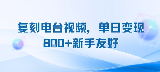 复刻电台视频，单日变现8张+新手友好，长期可做-湘创网