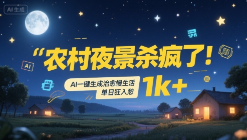 农村夜景杀疯了！AI一键生成治愈系慢生活，单日狂入1k+-湘创网