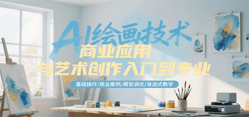 AI绘画技术商业应用与艺术创作入门到专业，基础操作/商业案例/模型调优/渐进式教学-湘创网