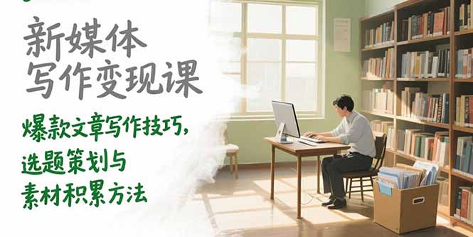 （15345期）新媒体写作变现课，爆款文章写作技巧，选题策划与素材积累方法-湘创网
