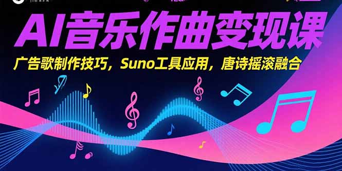 （15370期）AI音乐作曲变现课，广告歌制作技巧，Suno工具应用，唐诗摇滚融合-湘创网
