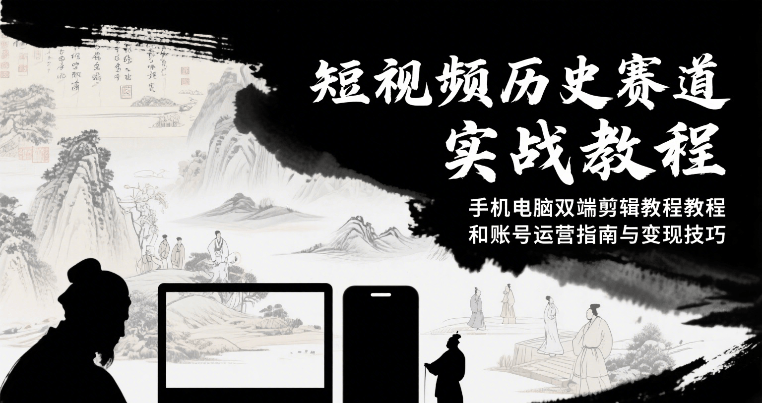 短视频历史赛道实战教程，手机电脑双端剪辑教程和账号运营指南与变现技巧-湘创网