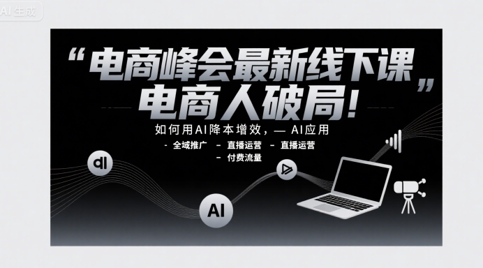 电商峰会最新线下课，电商人破局，如何用AI降本增效，AI应用-全域推广-直播运营-付费流量-湘创网