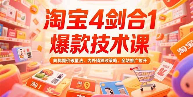 （15415期）淘宝4剑合1爆款技术课73期：阶梯提价破量法，内外销双改策略 全站推广拉升-湘创网