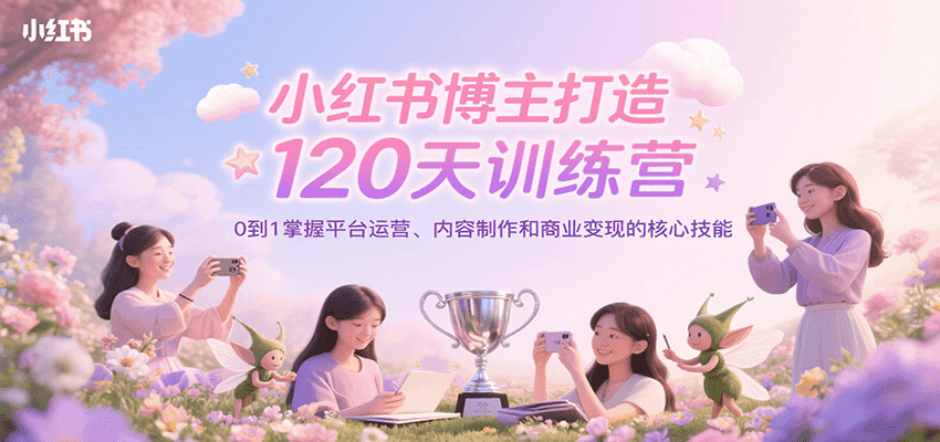 小红书博主打造120天训练营，0到1掌握平台运营、内容制作和商业变现-湘创网
