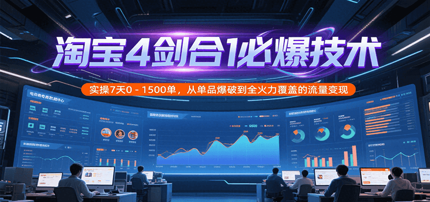 淘宝4剑合1必爆技术，实操7天0-1500单，从单品爆破到全火力覆盖的流量变现-湘创网