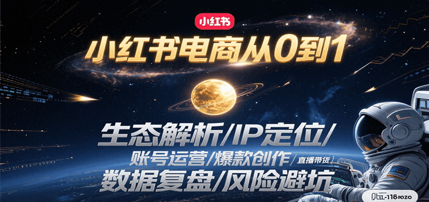 小红书电商从0到1：生态解析/IP定位/ 账号运营/爆款创作/直播带货/数据复盘/风险避坑-湘创网