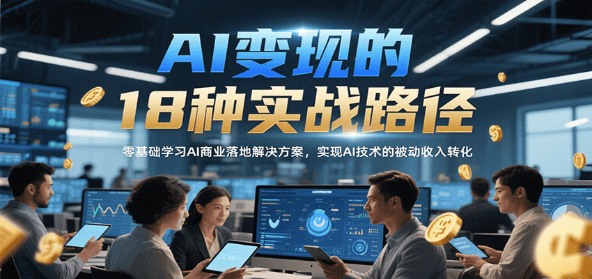 AI变现的18种实战路径，零基础学习AI商业落地解决方案，实现AI技术的被动收入转化-湘创网