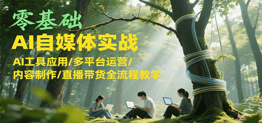 零基础AI自媒体实战，AI工具应用/多平台运营/内容制作/直播带货全流程教学-湘创网