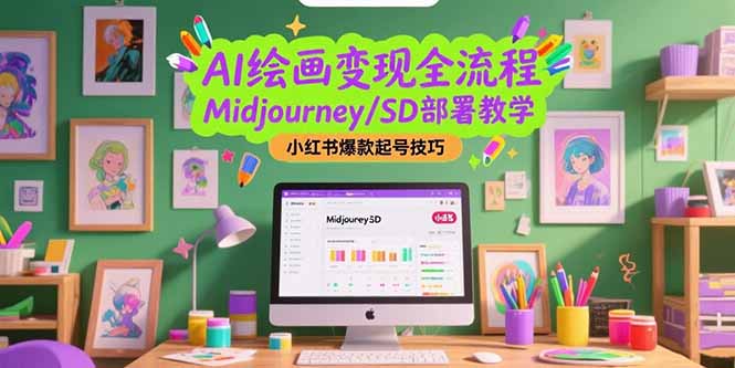 （15324期）AI绘画变现全流程，Midjourney/SD部署教学，小红书爆款起号技巧-湘创网