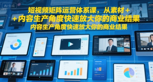短视频矩阵运营体系课，从素材+内容生产角度快速放大你的商业结果-湘创网