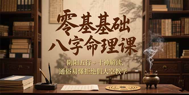 （15283期）零基础八字命理课，阴阳五行+十神解读，通俗易懂拒绝假大空教学-湘创网