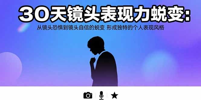 （15522期）30天镜头表现力蜕变：从镜头恐惧到镜头自信的蜕变 形成独特的个人表现风格-湘创网