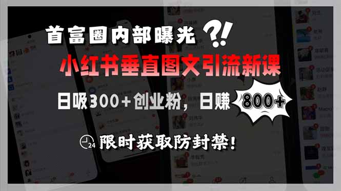 （15313期）首富圈内部曝光小红书垂直图文引流新课，日吸300+创业粉，日赚800+，限…-湘创网