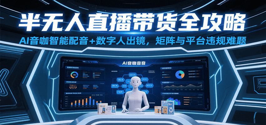 半无人直播带货全攻略：AI音咖智能配音+数字人出镜，解决账号矩阵与平台违规难题-湘创网
