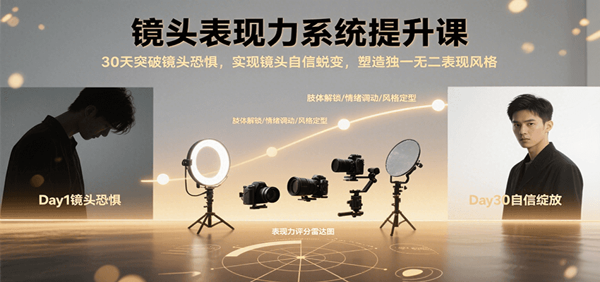 镜头表现力系统提升课，30天突破镜头恐惧实现自信蜕变，塑造独一无二表现风格-湘创网