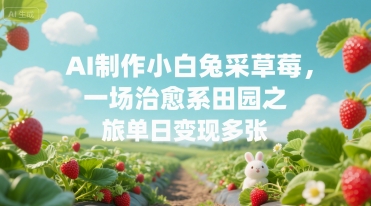 AI制作小白兔采草莓，一场治愈系田园之旅单日变现多张-湘创网