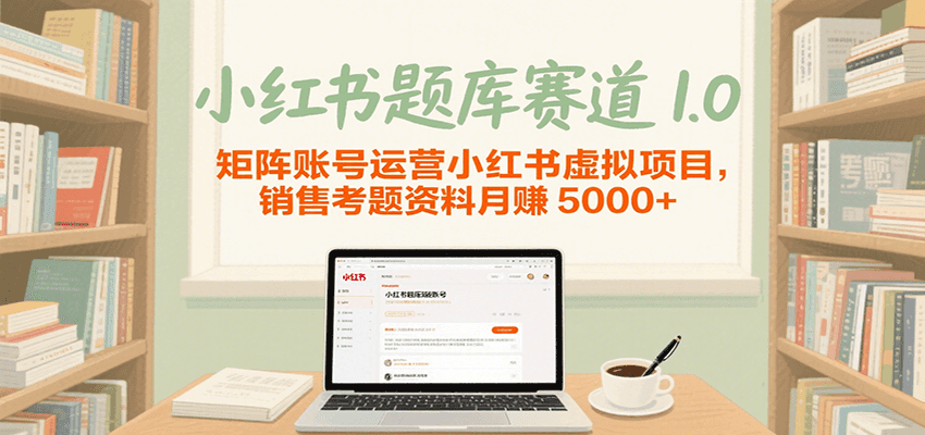 小红书题库赛道1.0，矩阵账号运营小红书虚拟项目，销售行业资格证考题资料月赚5000+-湘创网