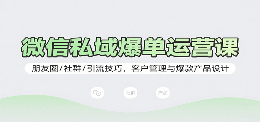 微信私域爆单运营课：朋友圈/社群/引流技巧，客户管理与爆款产品设计-湘创网
