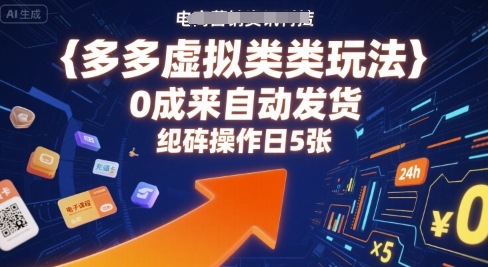 多多虚拟类目玩法，0成本全自动发货，矩阵操作日5张-湘创网