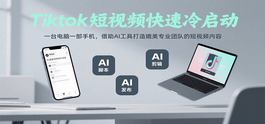 Tiktok短视频快速冷启动，一台电脑一部手机，借助AI工具打造媲美专业团队的短视频内容-湘创网