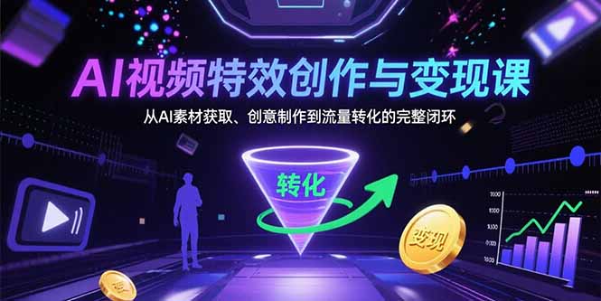 （15587期）AI视频特效创作与变现课：从AI素材获取、创意制作到流量转化的完整闭环-湘创网