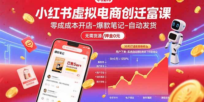 （15749期）小红书虚拟电商创富课：零成本开店/爆款笔记/自动发货,30天打造被动收入-湘创网