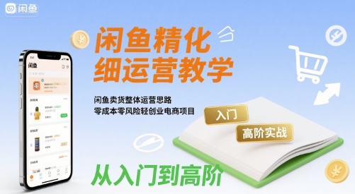 闲鱼精细化运营入门+高阶实战教学，闲鱼卖货整体运营思路，零成本零风险轻创业电商项目-湘创网