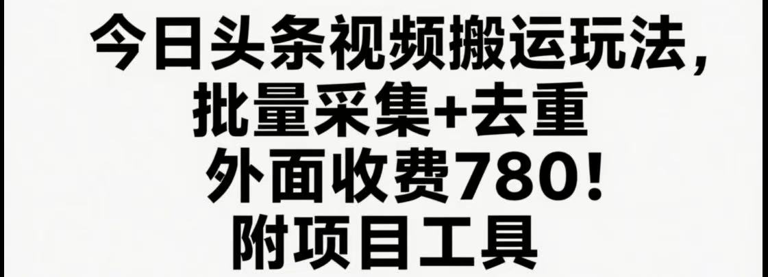今日头条视频搬运玩法，软件一键去重，轻松日入500+附项目工具-湘创网